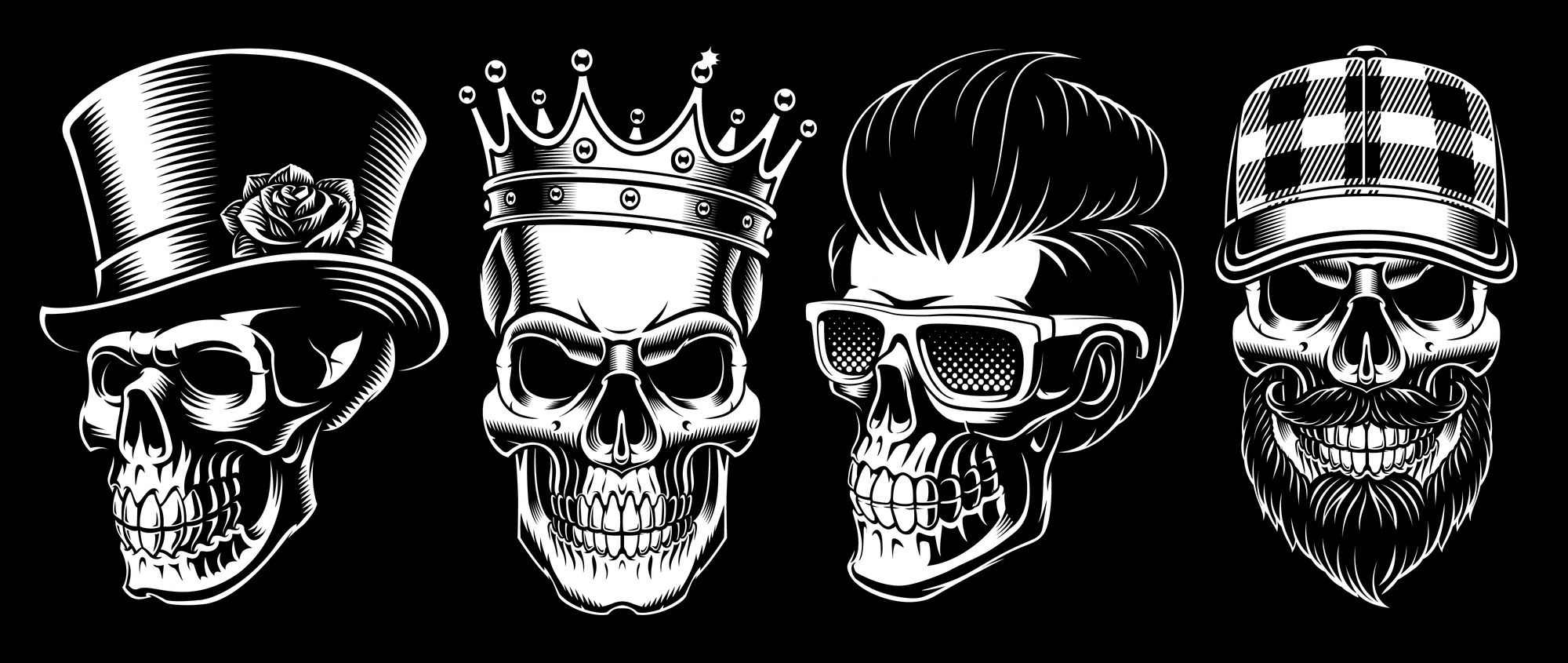 Free Kanji Skull Illustration Download Free Vector Art