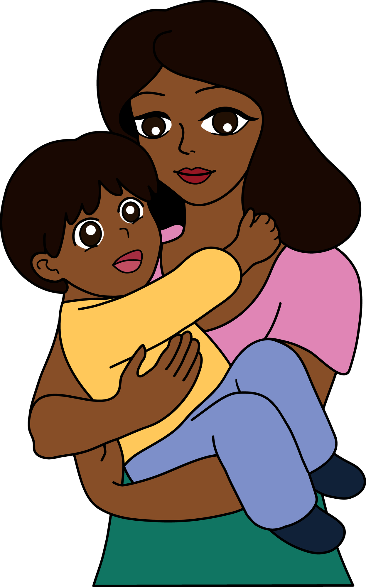 Mum clipart Mama png Family clipart Mom daughter clipart Black girl ...