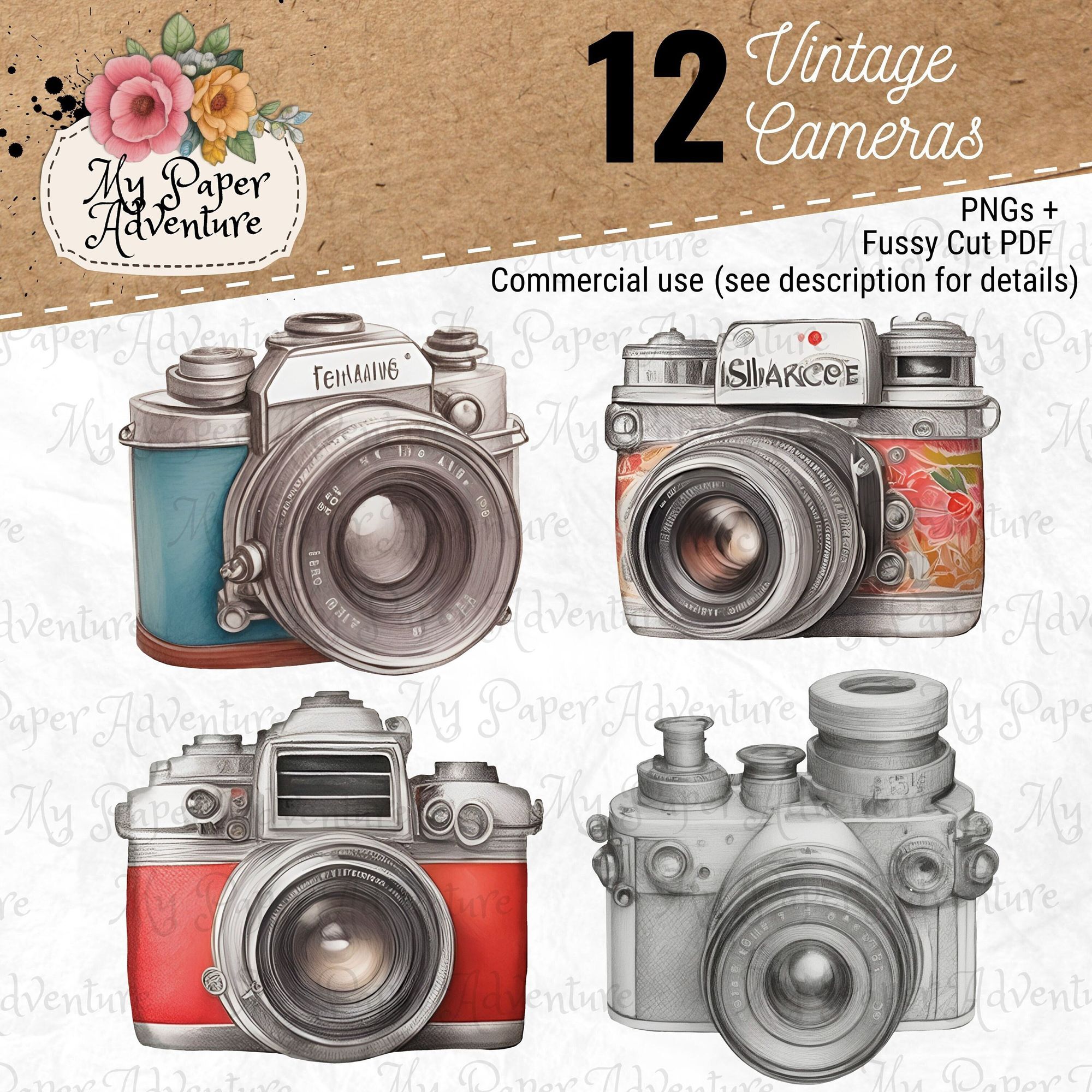 Vintage camera graphics.