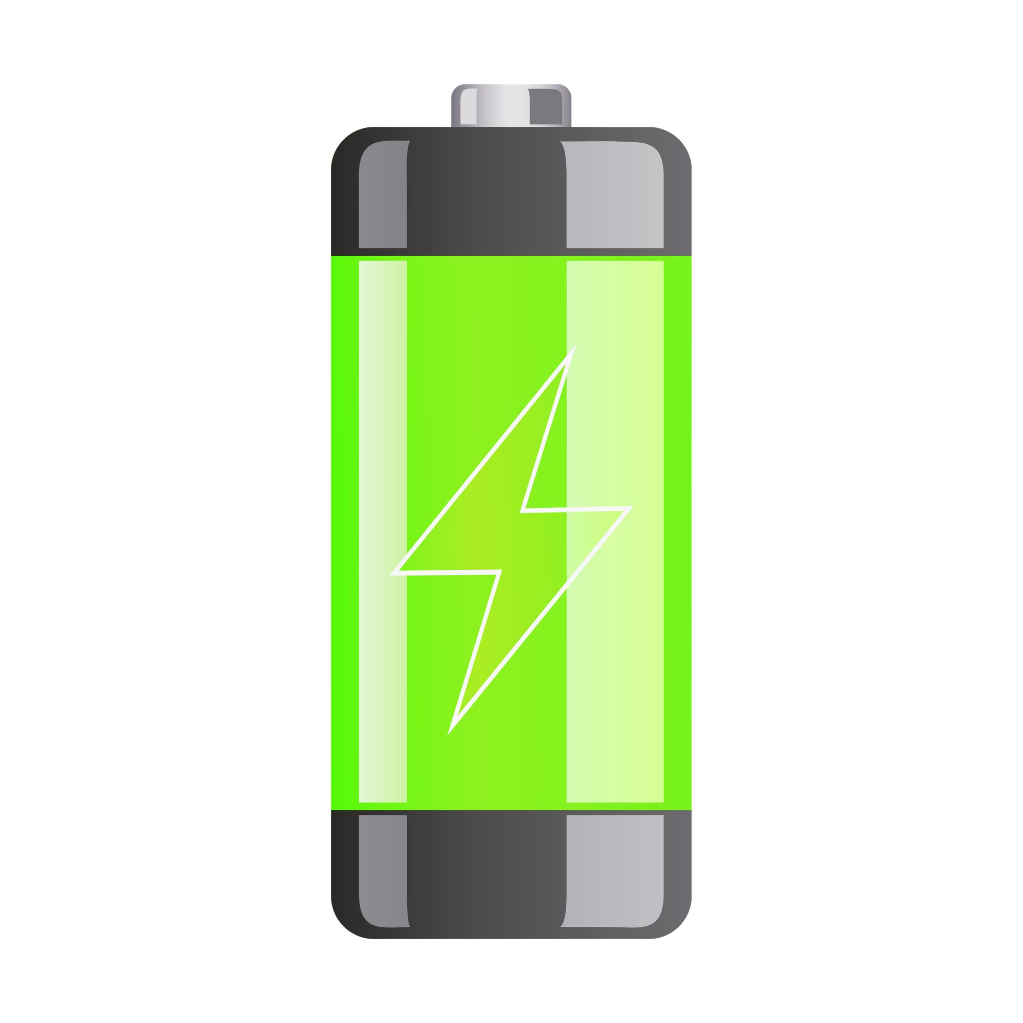 Black and white battery, transparent design.