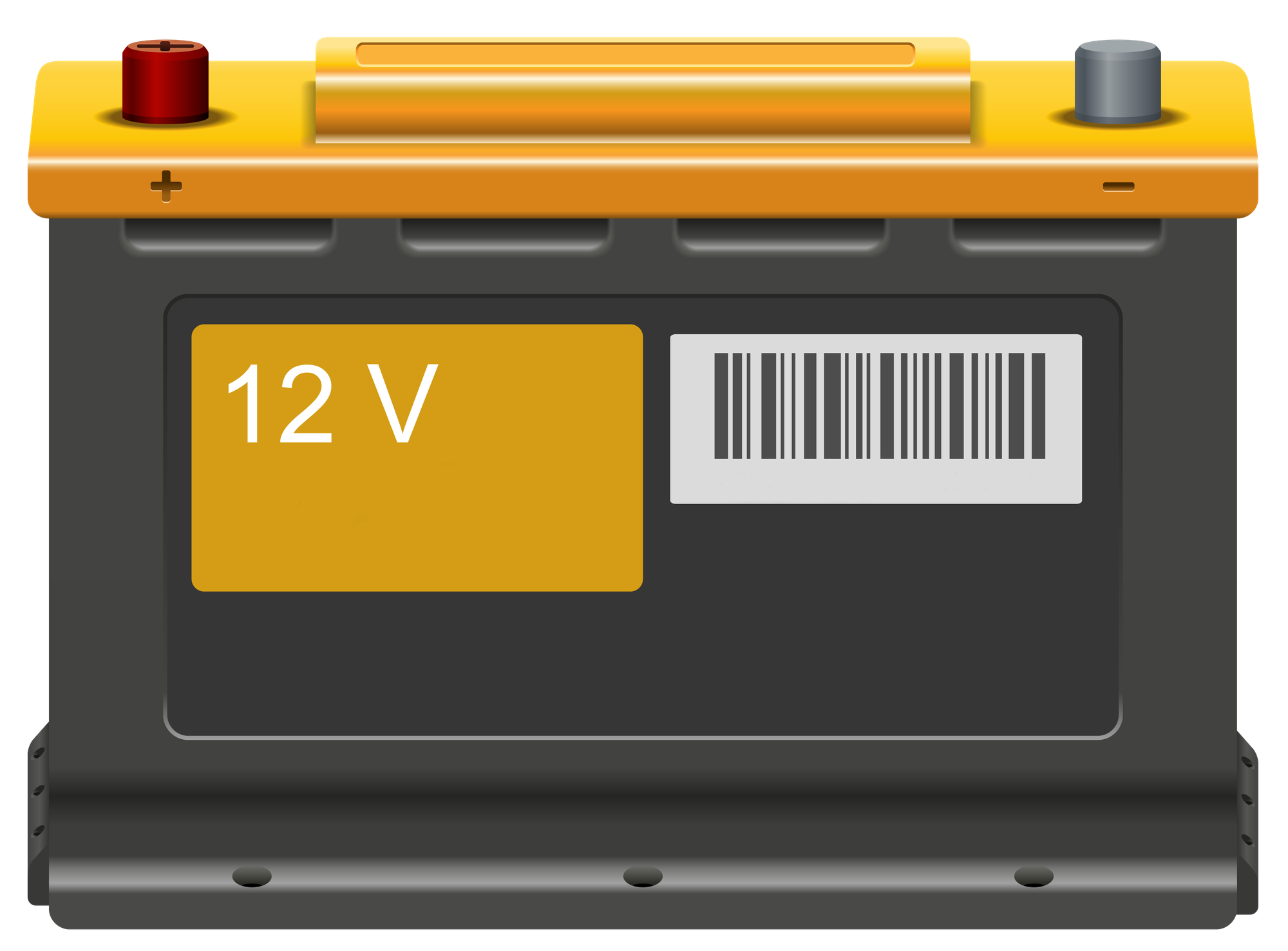 A classic battery, clip art style.