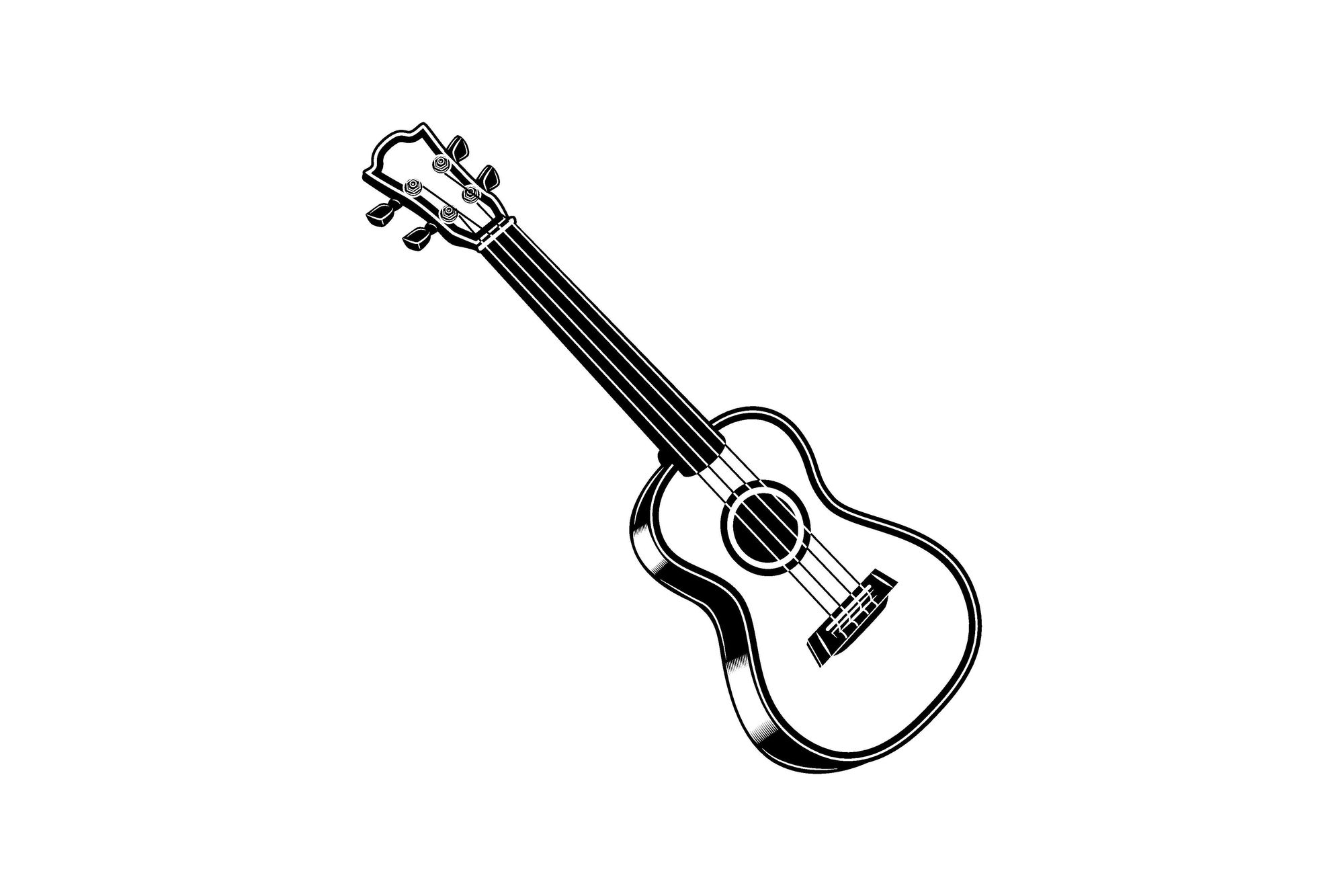 Black-and-white guitar vector illustration.