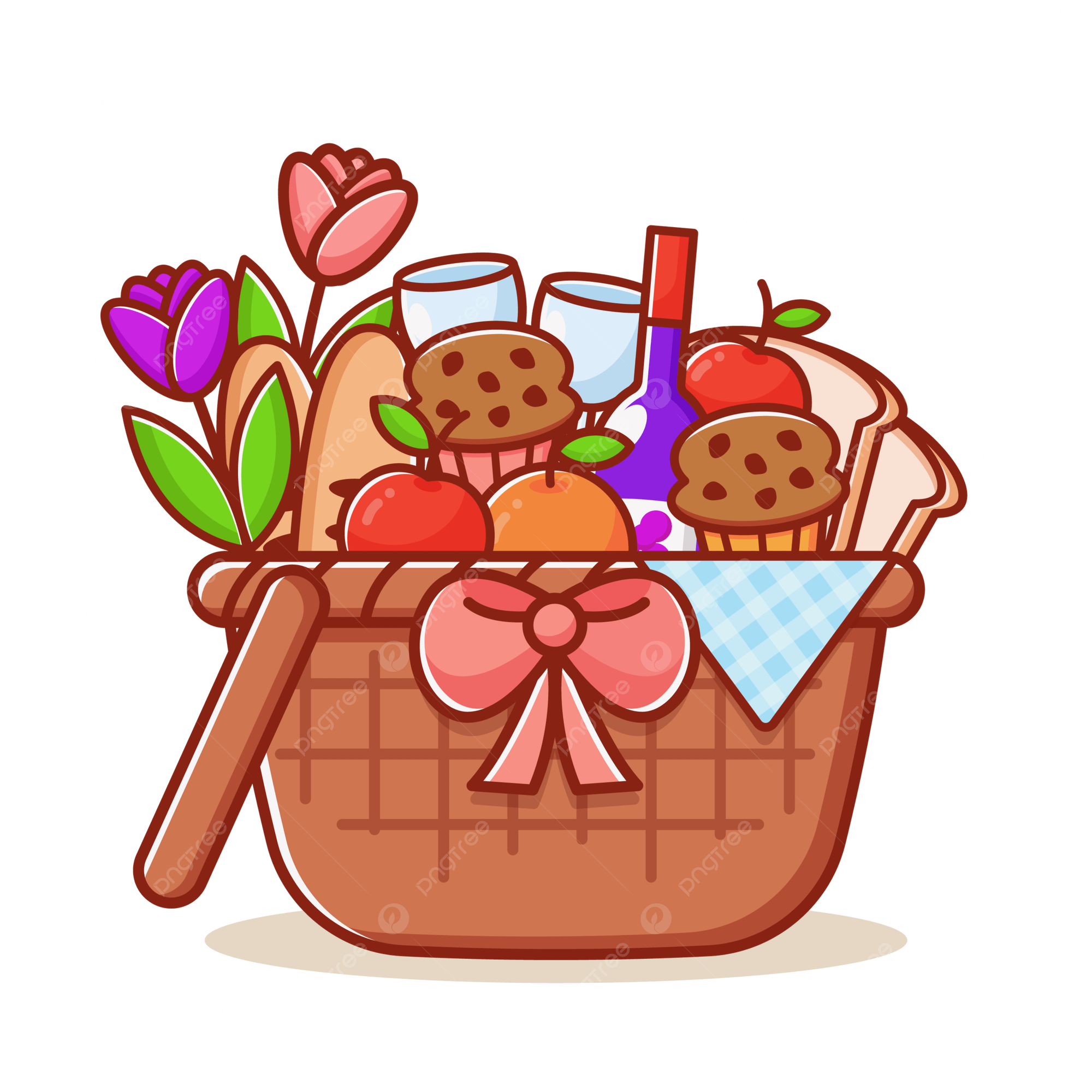 Adorable picnic basket illustration.
