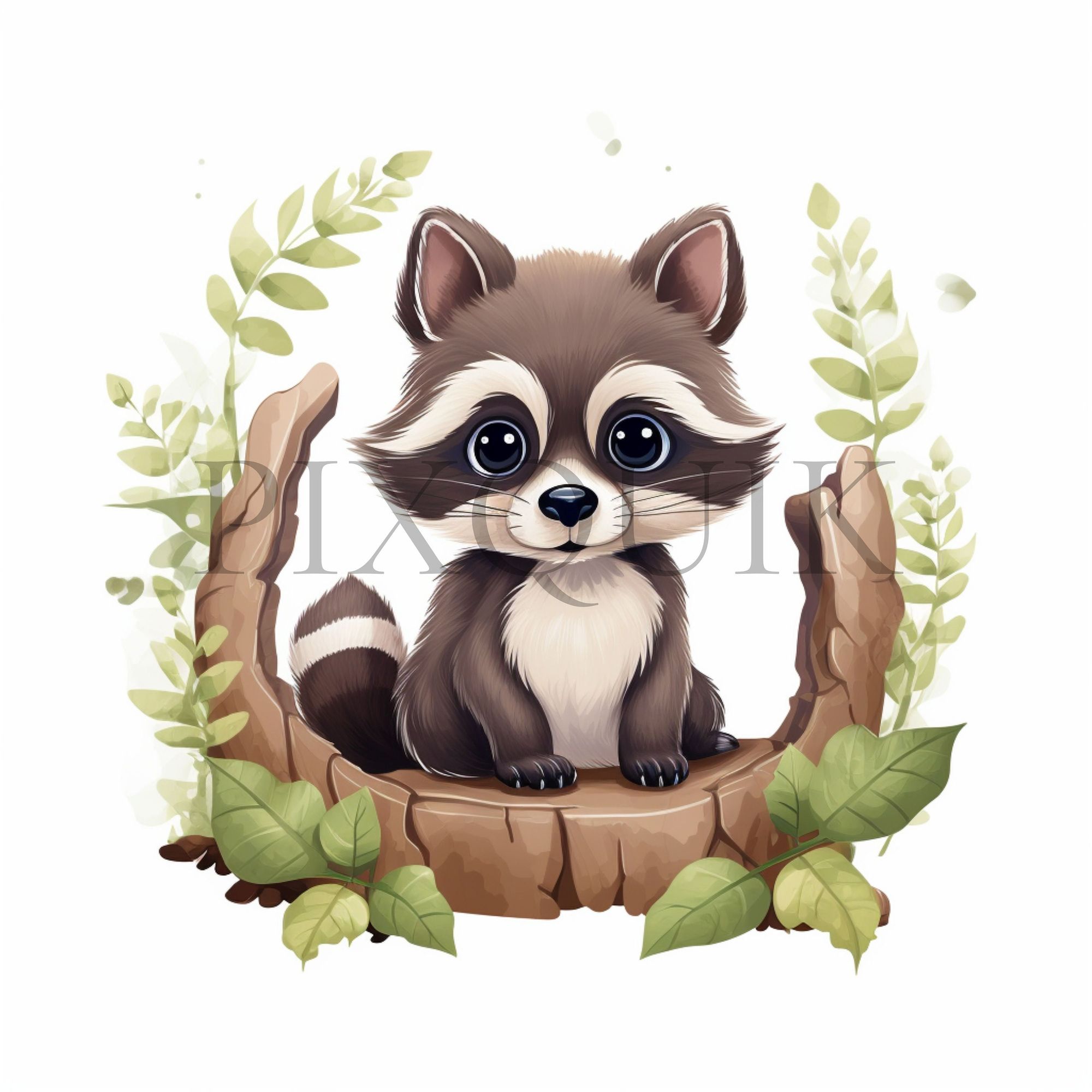 Woodland raccoon art, perfect for cards.