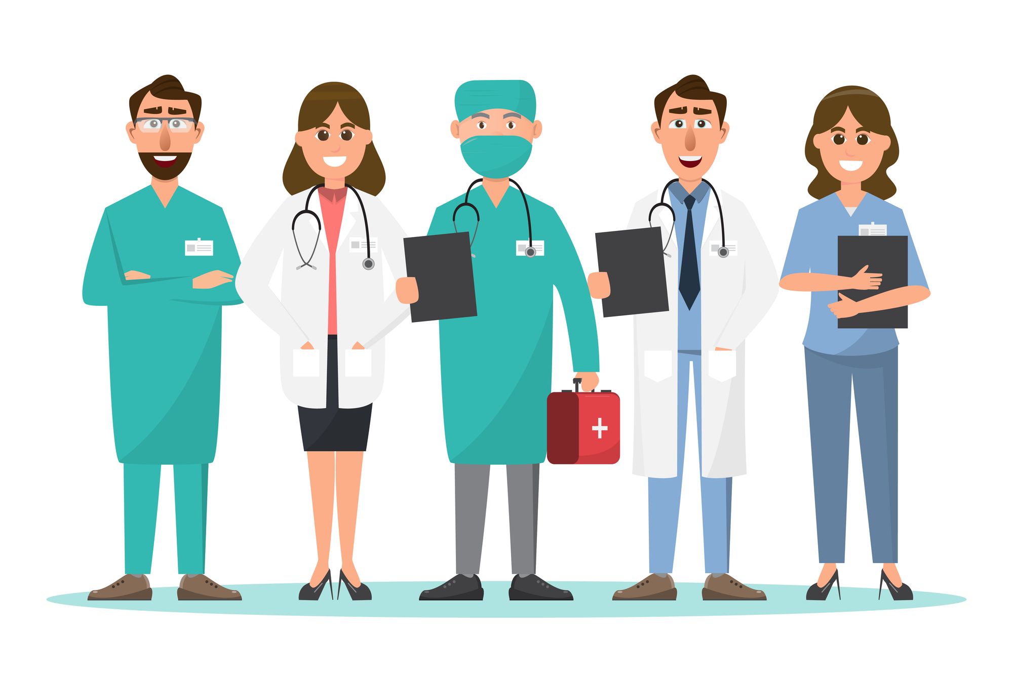 Doctor and nurse illustration, educational resources.