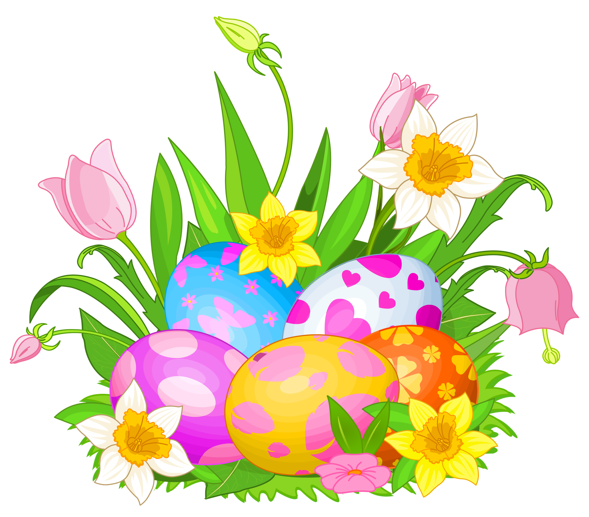 Easter Eggs and Flowers PNG Clipart Picture - Clip Art Library