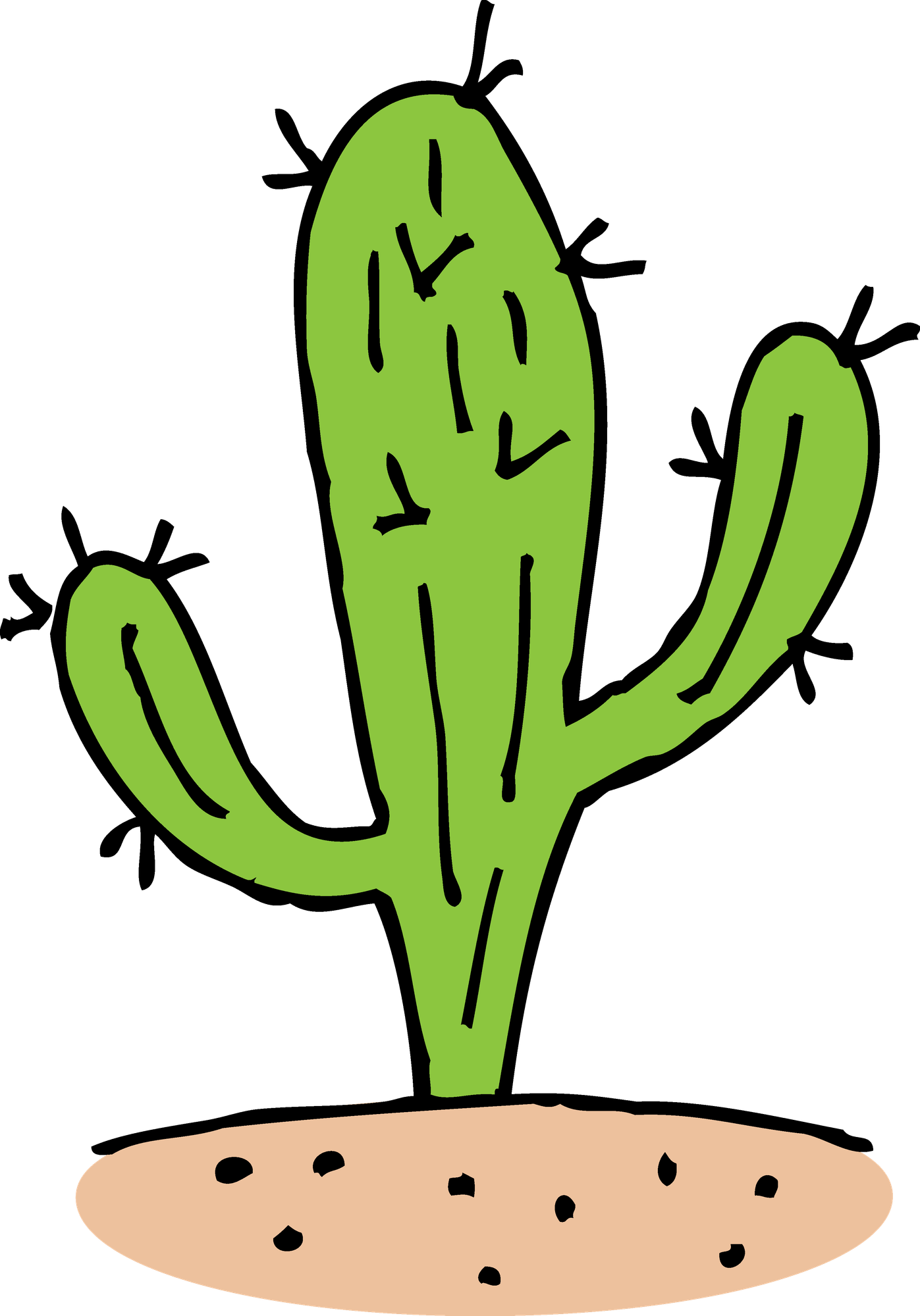 Green cactus with vibrant, free-flowing design.