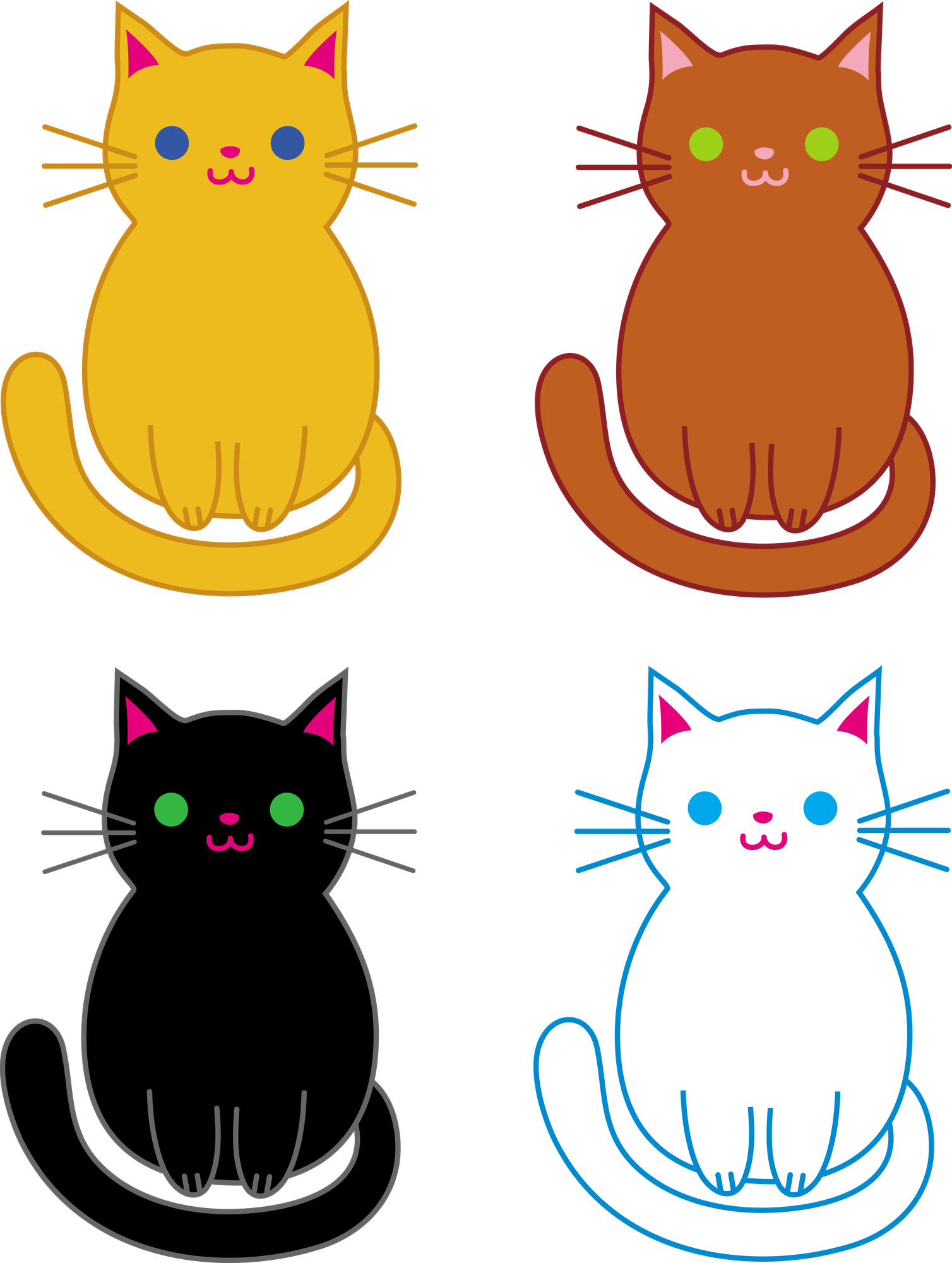 Colorful cats for your art needs.