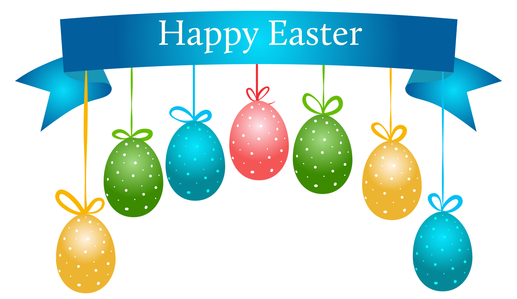 Easter banner with a festive message.