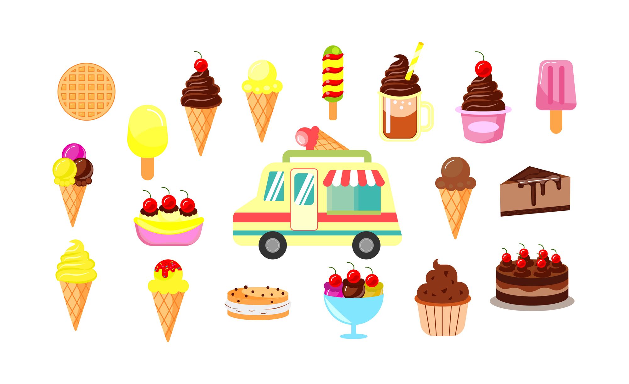 Colorful ice cream set, perfect summer clip art.