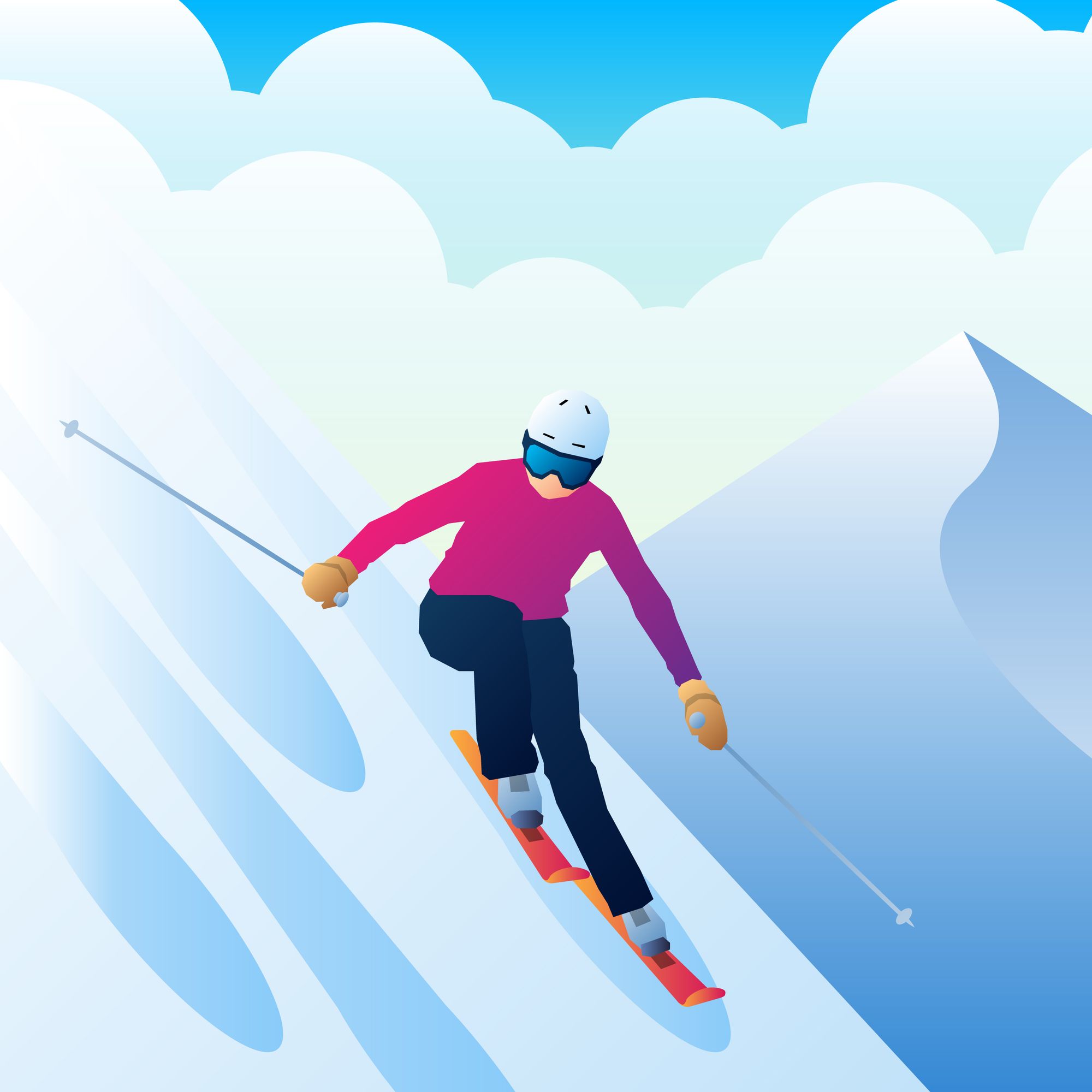 Mountain skier in action.