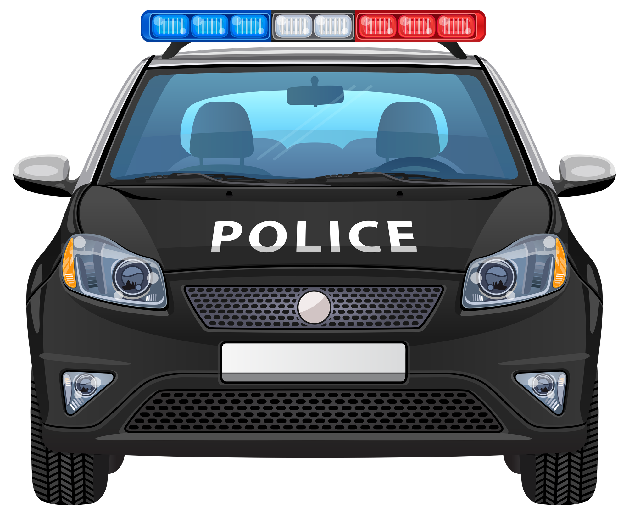 A sleek police car in motion.