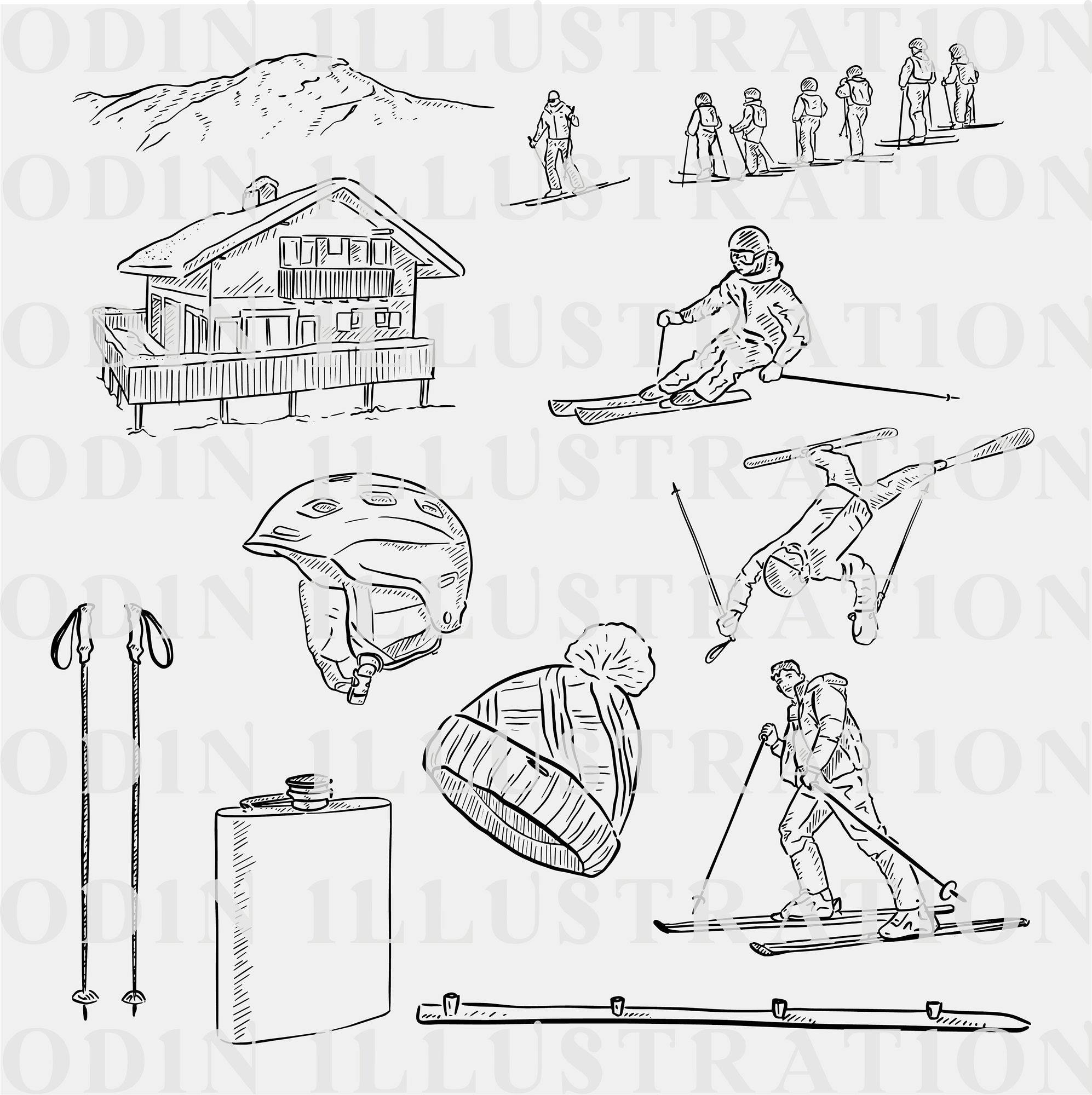 Skiing Holiday Clip Art, Ski Clipart, Apres Ski, Digital Download ...