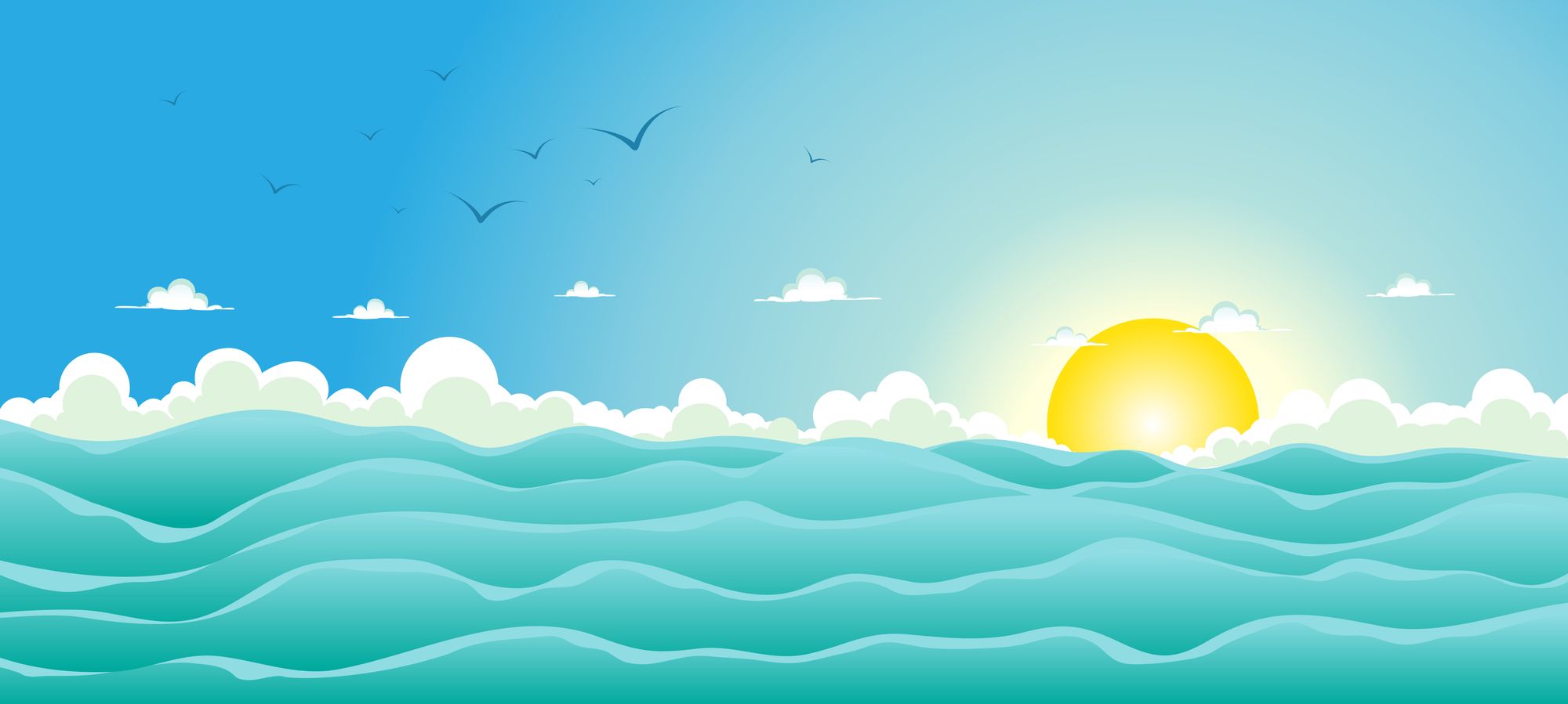 Summer ocean scene, a vibrant vector.