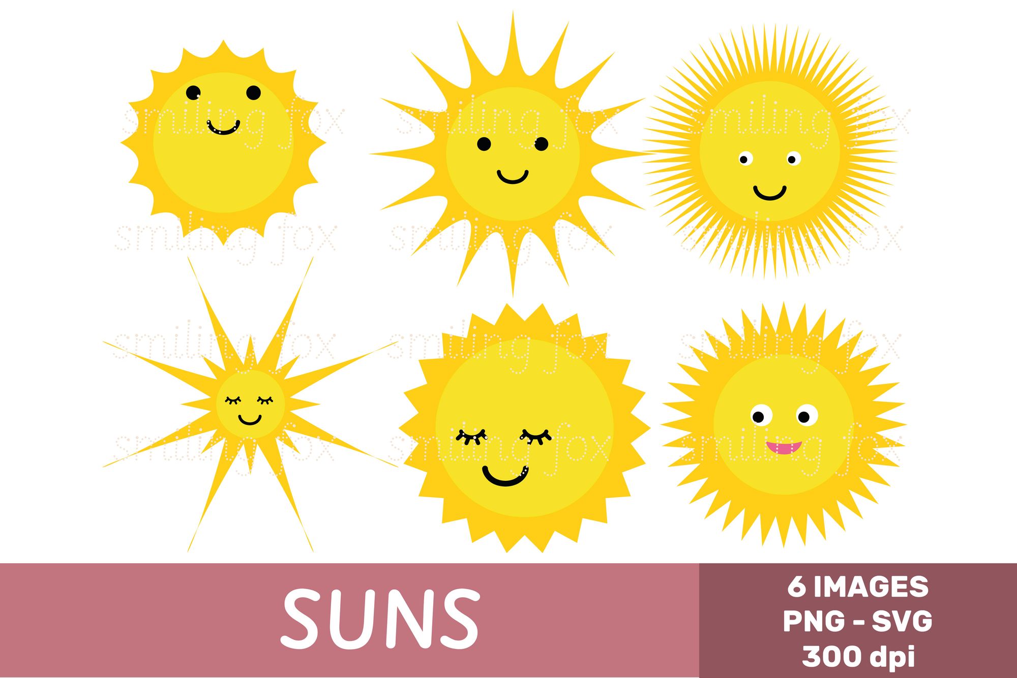 Sun shining bright, spring/summer clip art graphic.