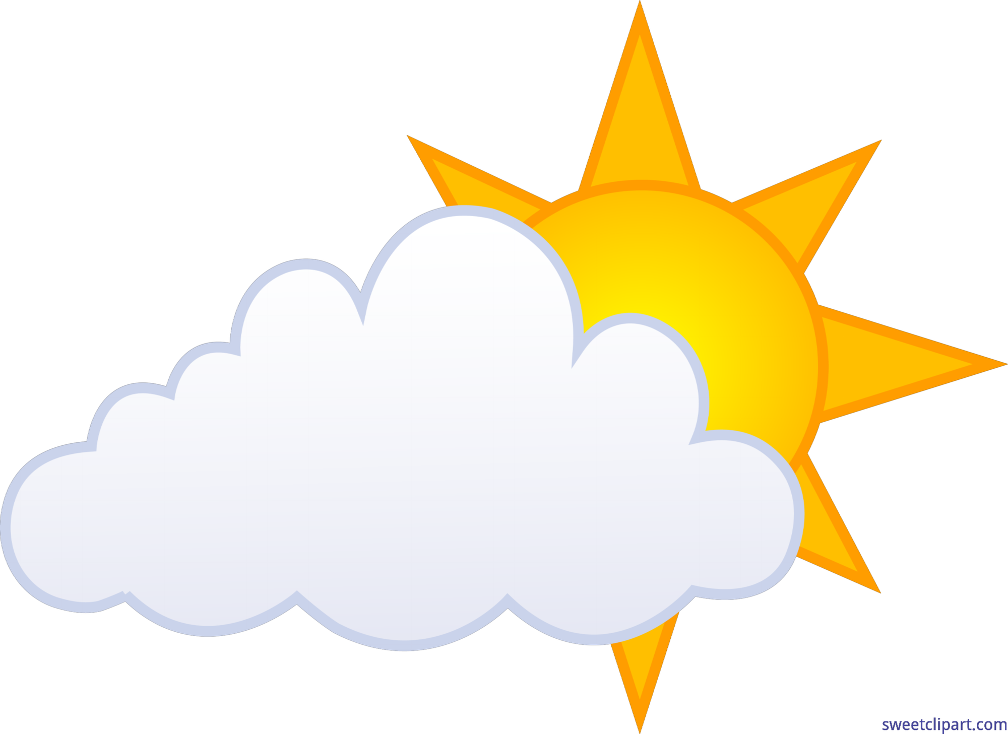 Sunny day with fluffy clouds.