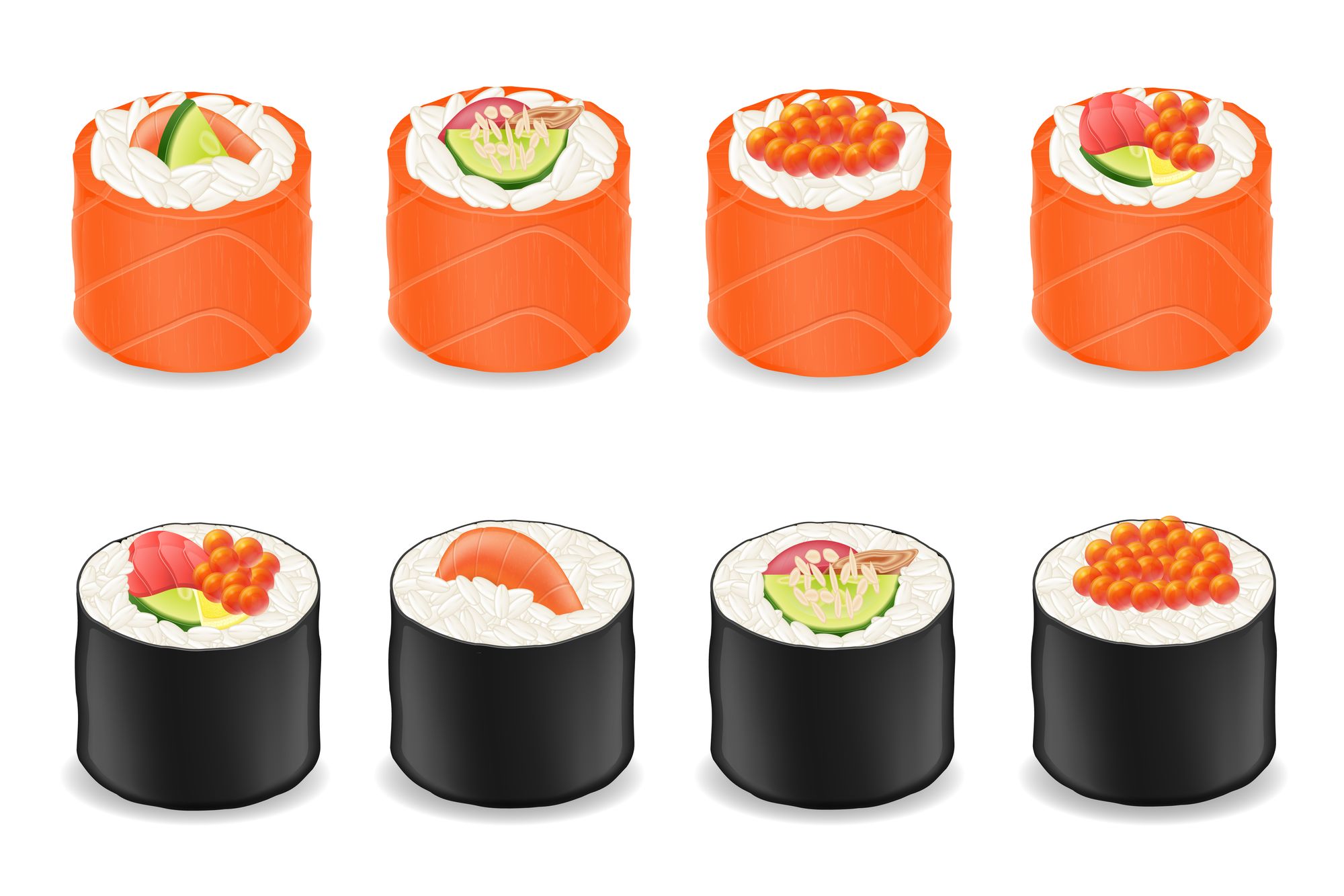 Red fish sushi roll, a seaweed delight.