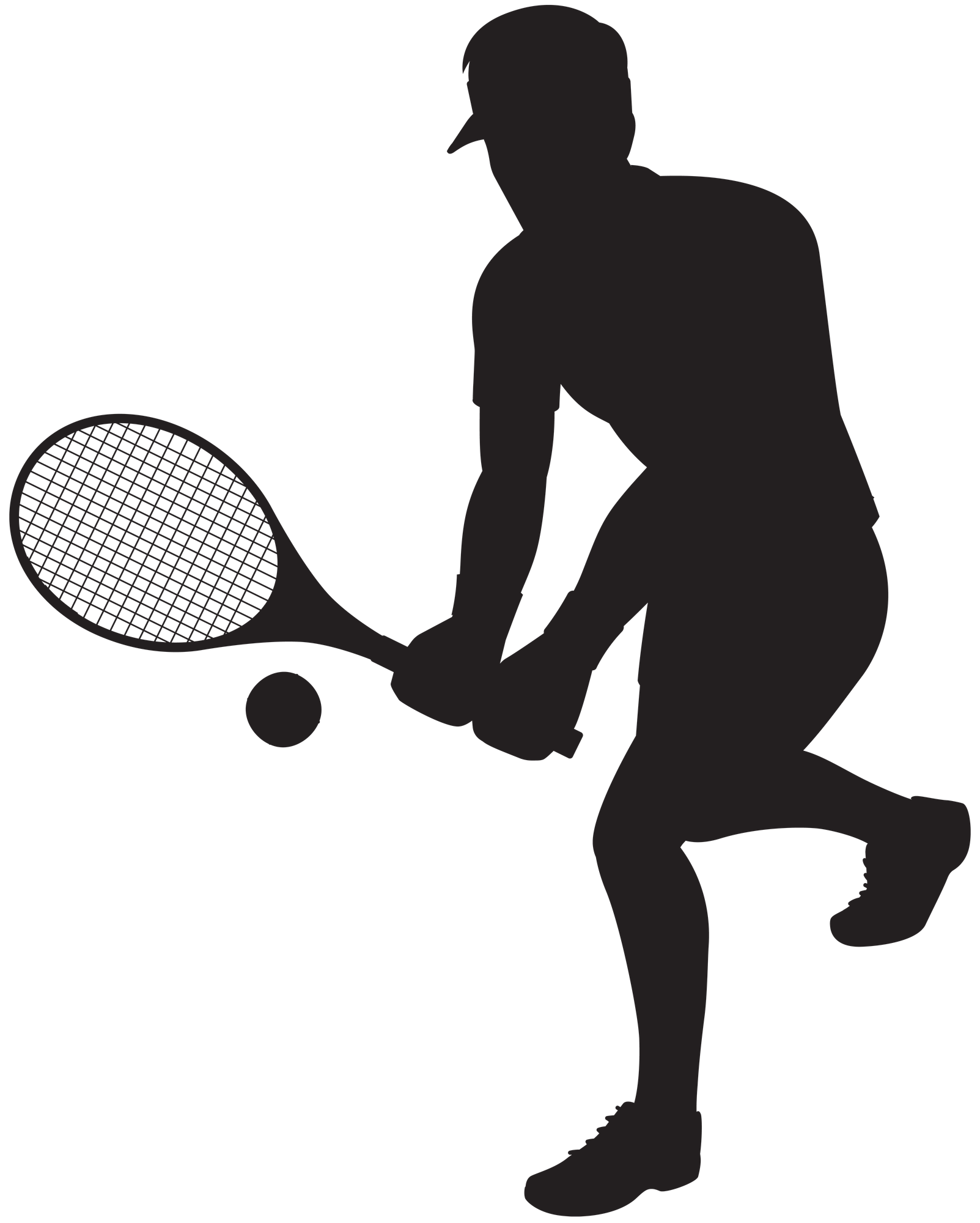 Tennis Player Silhouette Clip Art Image | Tennis png black and white ...