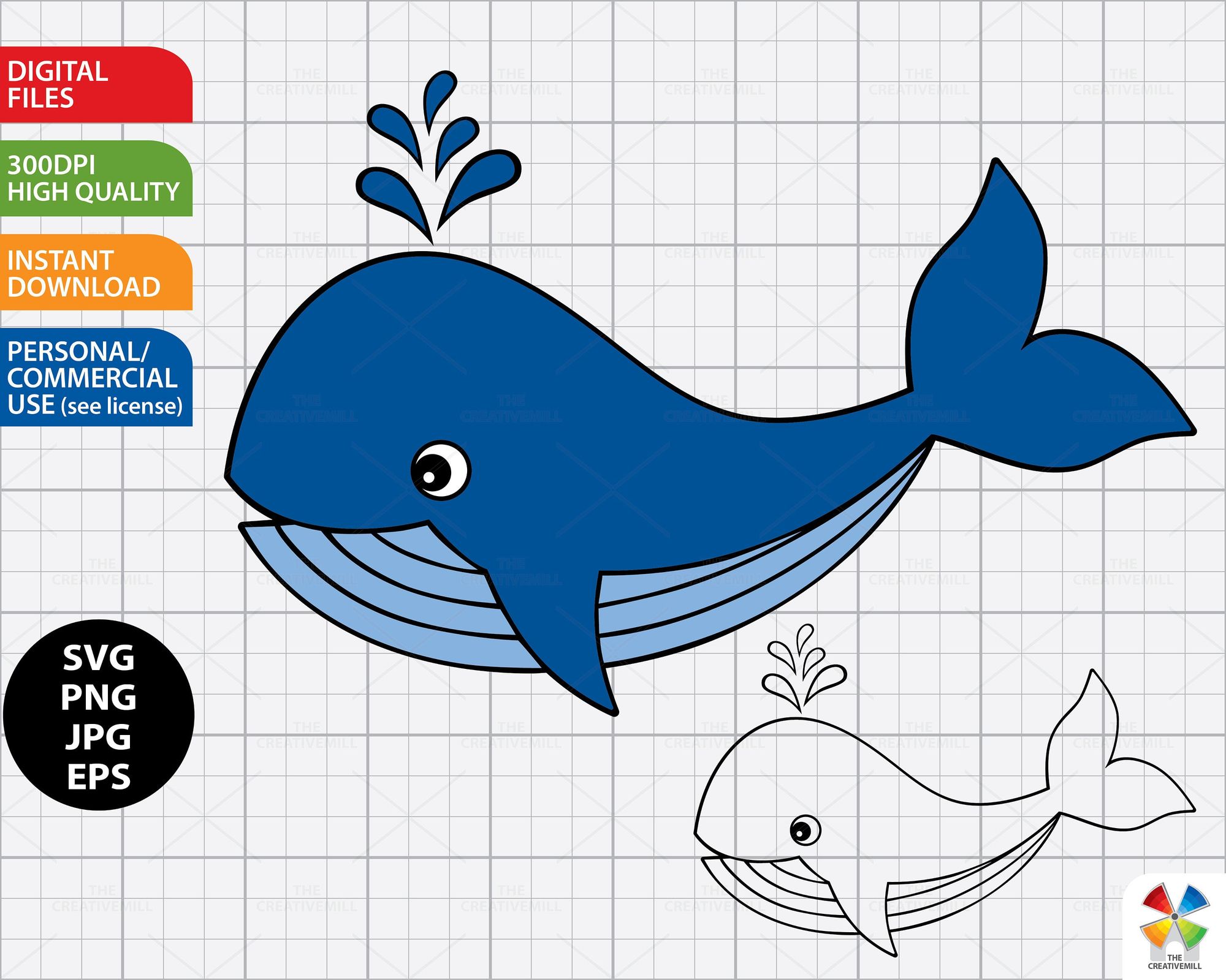 Navy blue whale, cute and squirting.